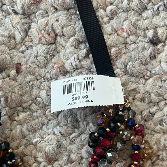 NWT Elegant LOFT Beaded Necklace with Black Ribbon - Picture 4 of 4